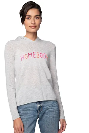 100% Cashmere Hoodie Sweater with Embroidery Stitch in Homebody