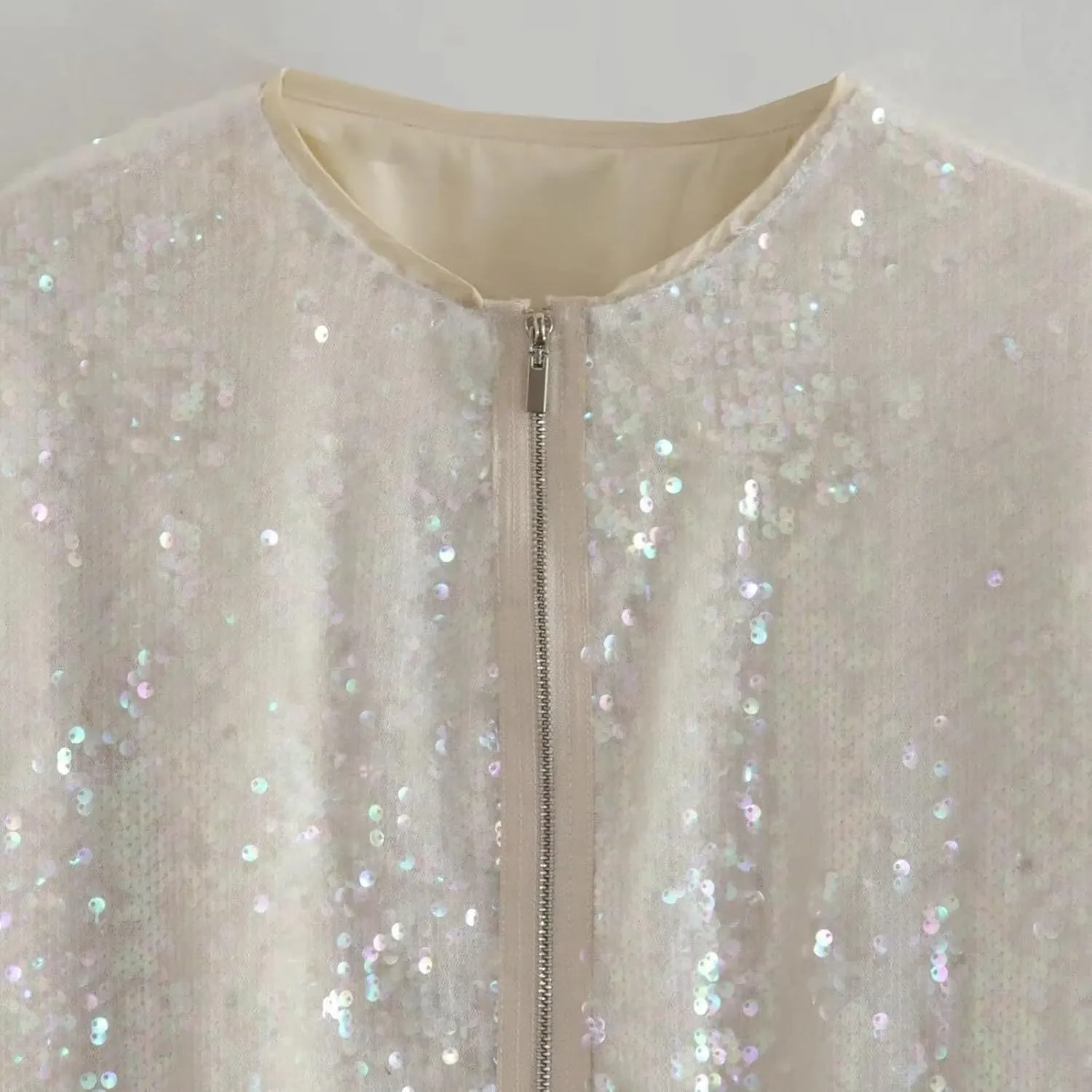 2023 Women's Sequin Jackets Long Sleeve Winter Baseball Coats Full Zip Sweatshirts Trendy Elegant Party Outwear Tops