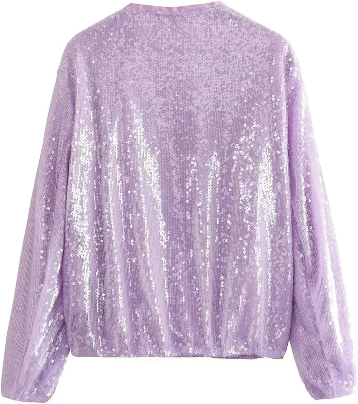 2023 Women's Sequin Jackets Long Sleeve Winter Baseball Coats Full Zip Sweatshirts Trendy Elegant Party Outwear Tops