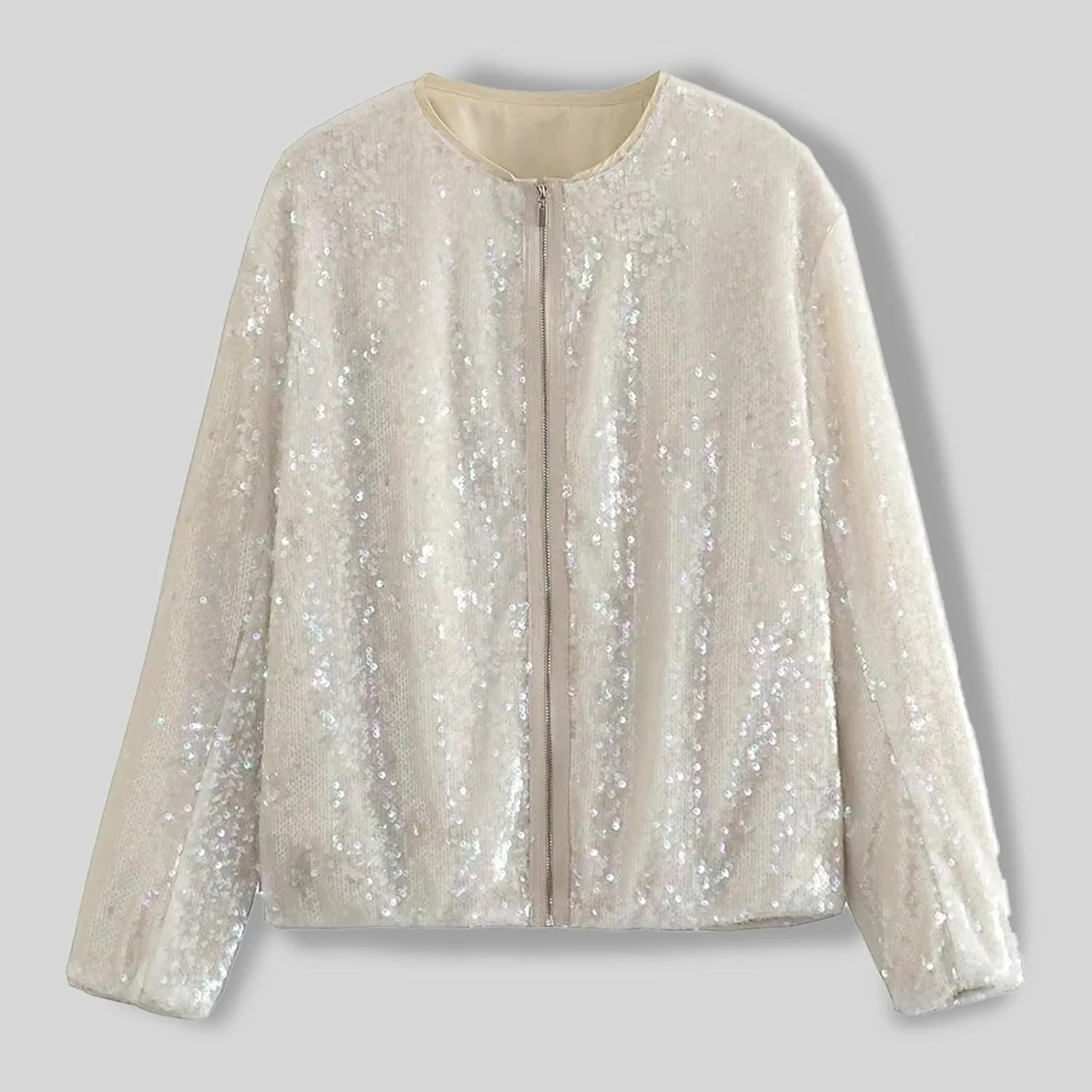 2023 Women's Sequin Jackets Long Sleeve Winter Baseball Coats Full Zip Sweatshirts Trendy Elegant Party Outwear Tops