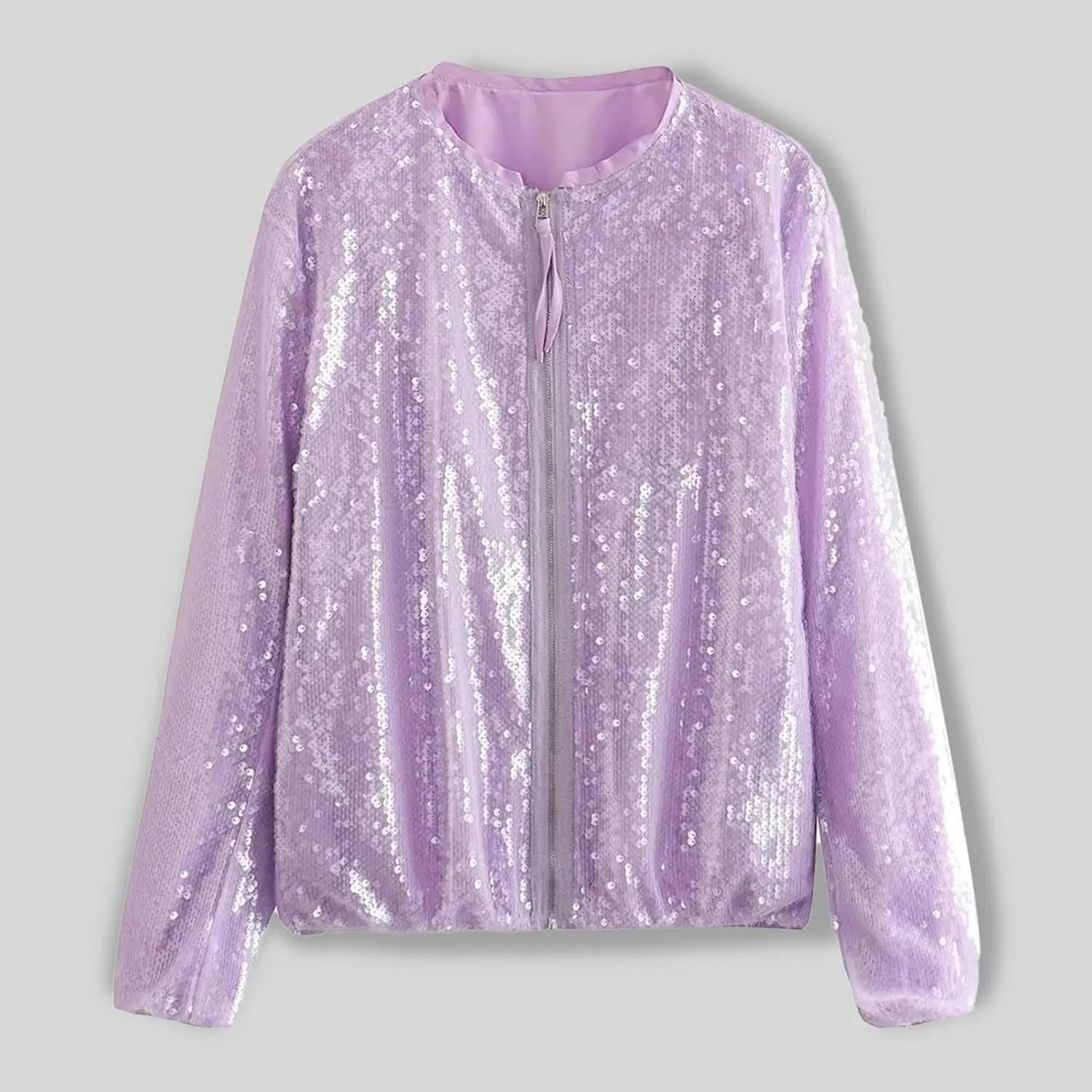 2023 Women's Sequin Jackets Long Sleeve Winter Baseball Coats Full Zip Sweatshirts Trendy Elegant Party Outwear Tops