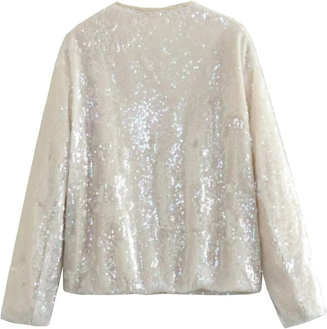 2023 Women's Sequin Jackets Long Sleeve Winter Baseball Coats Full Zip Sweatshirts Trendy Elegant Party Outwear Tops