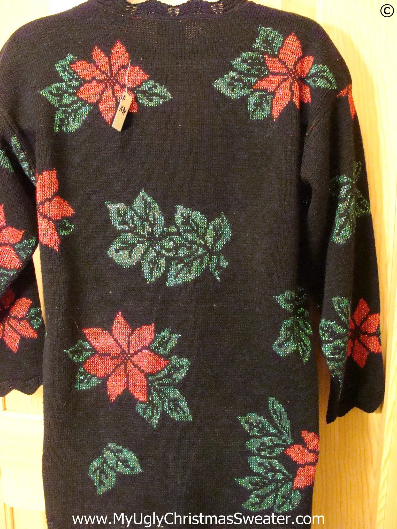 80s Huge Red Poinsettias Best Christmas Sweater