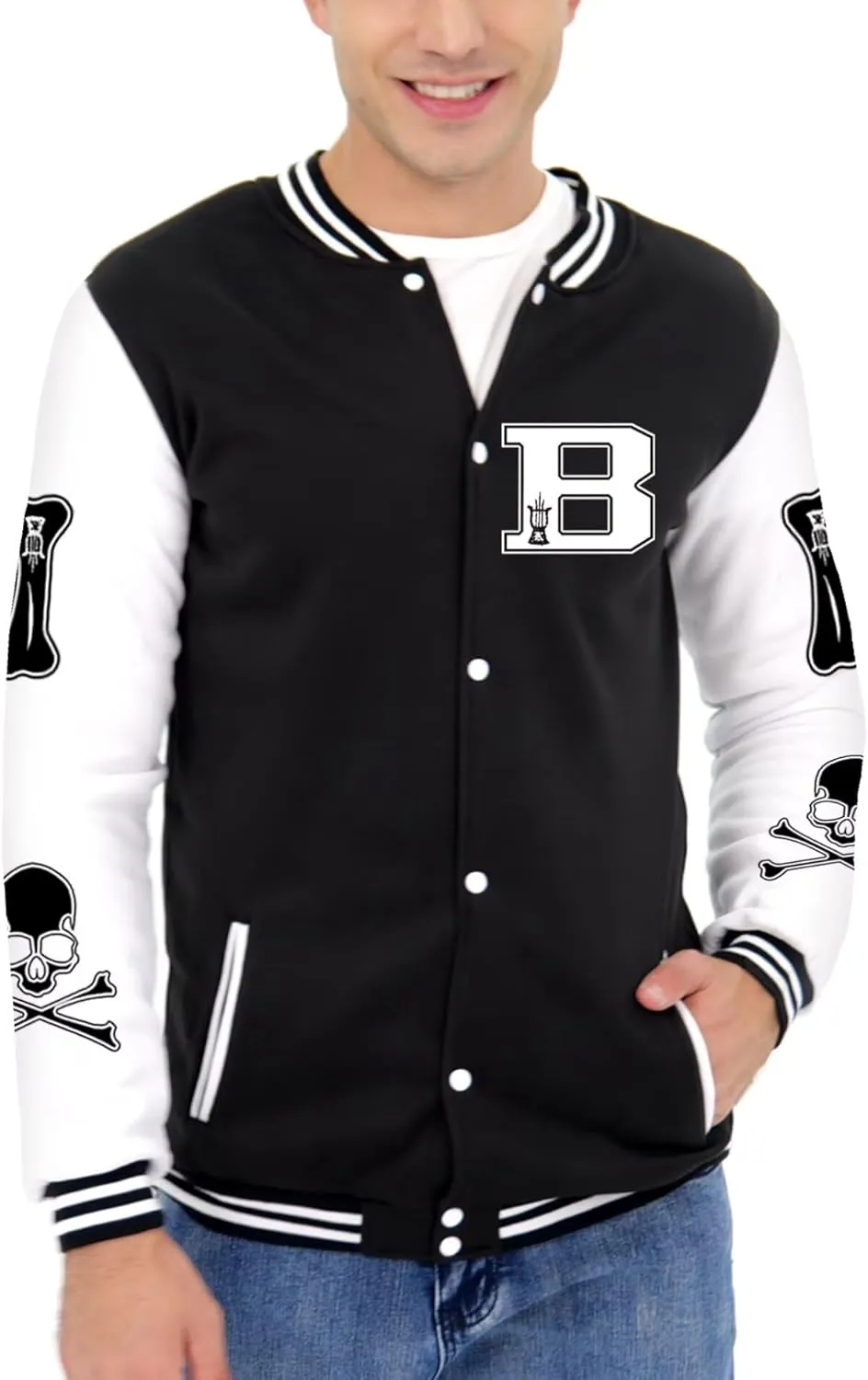 ACEFAST INC Men's Varsity Baseball Jacket Letterman Bomber Jacket Fashion Casual Streetwear Letter Print Jacket