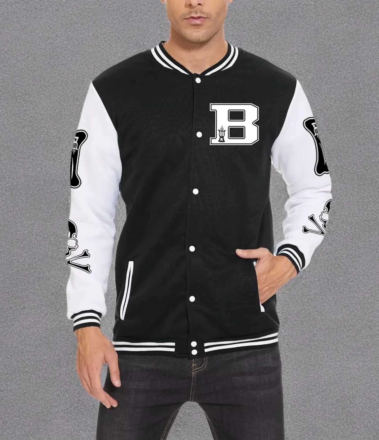 ACEFAST INC Men's Varsity Baseball Jacket Letterman Bomber Jacket Fashion Casual Streetwear Letter Print Jacket