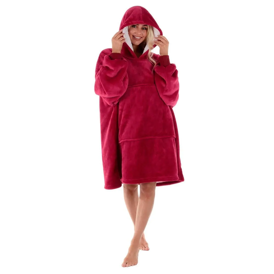 Adults Hoodie Blanket Unisex Oversized Sherpa Fleece Sweatshirt