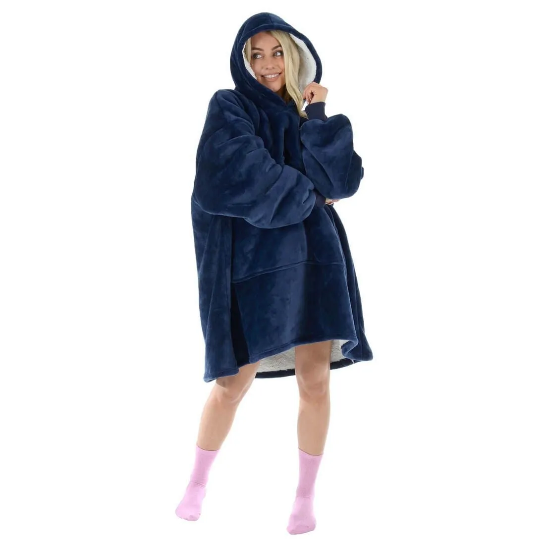 Adults Hoodie Blanket Unisex Oversized Sherpa Fleece Sweatshirt