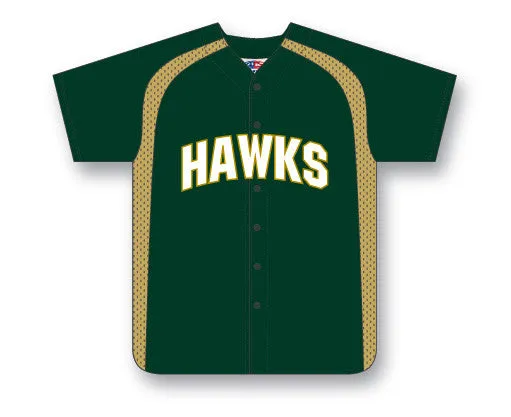 Athletic Knit Custom Made Full Button Baseball Jersey With Mesh Side Inserts