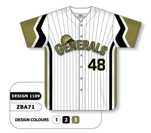 Athletic Knit Custom Sublimated Full Button Baseball Jersey Design 1109