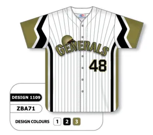 Athletic Knit Custom Sublimated Full Button Baseball Jersey Design 1109