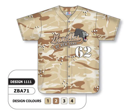 Athletic Knit Custom Sublimated Full Button Baseball Jersey Design 1111
