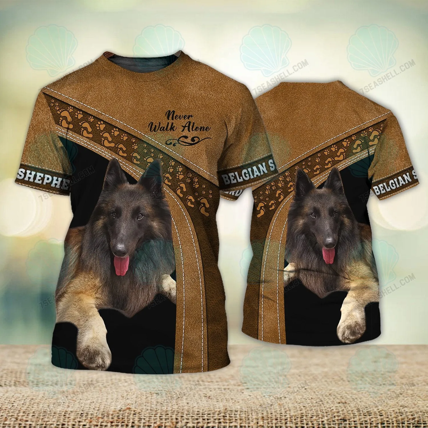 Belgian Shepherd Brown Never Walk Alone 3D Full Print Christmas Shirts