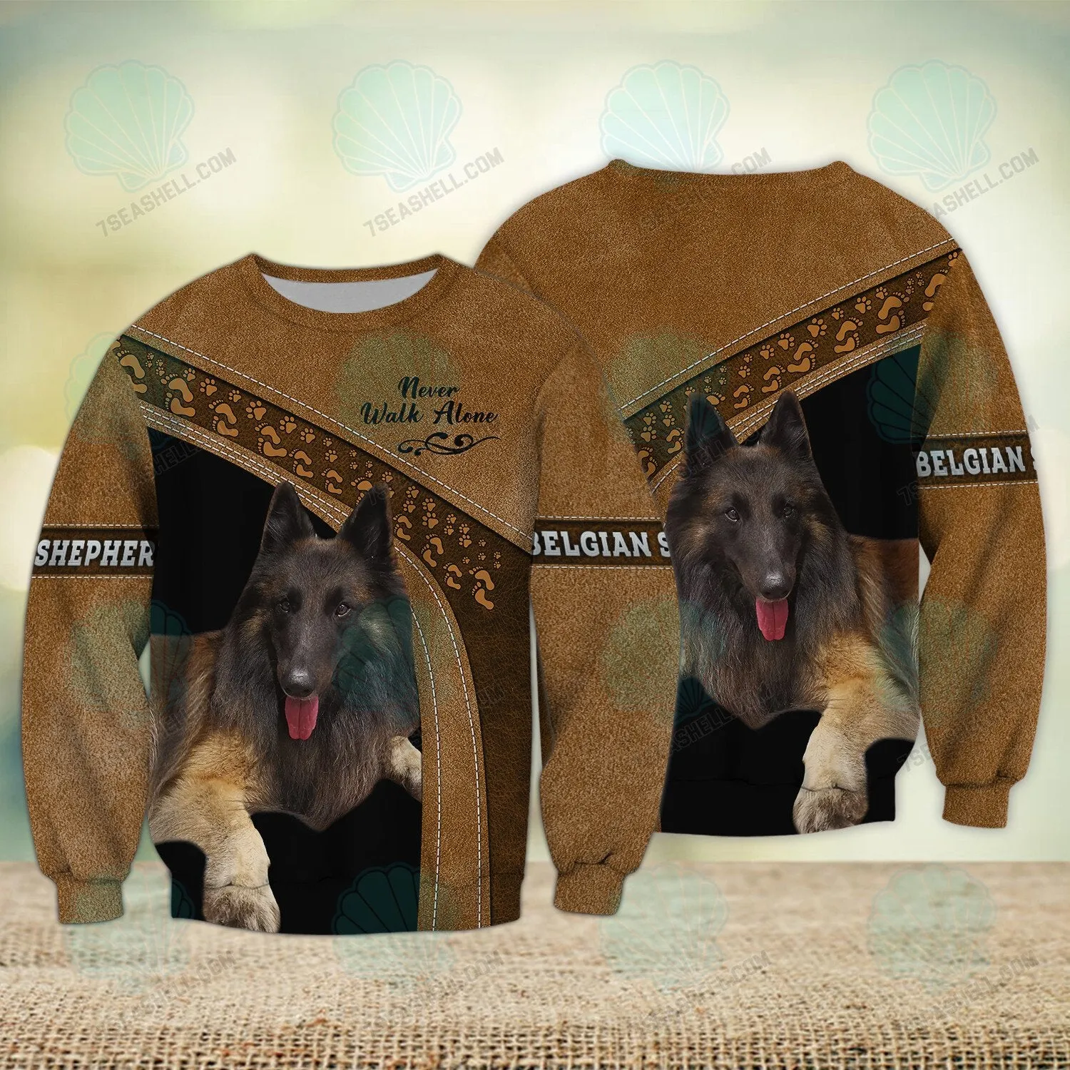 Belgian Shepherd Brown Never Walk Alone 3D Full Print Christmas Shirts