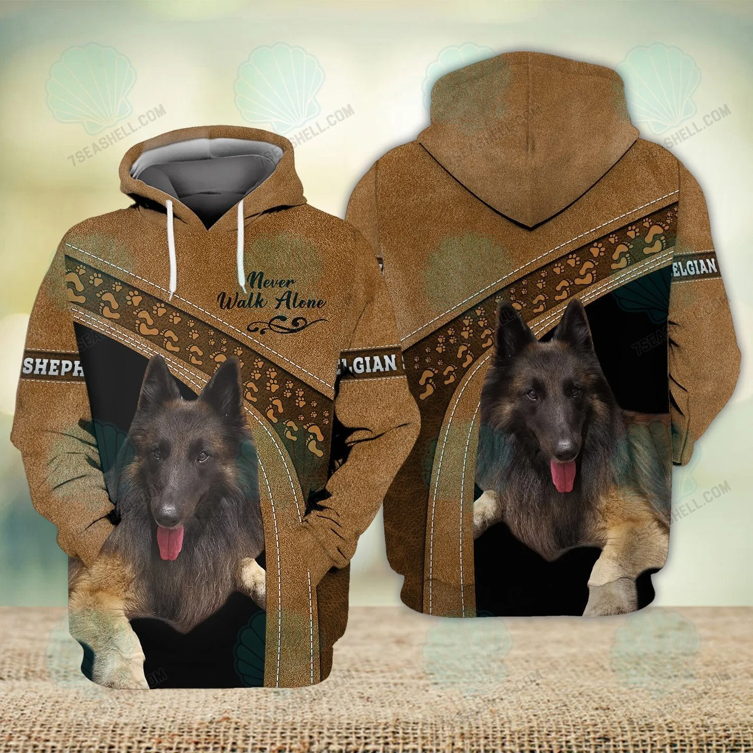 Belgian Shepherd Brown Never Walk Alone 3D Full Print Christmas Shirts