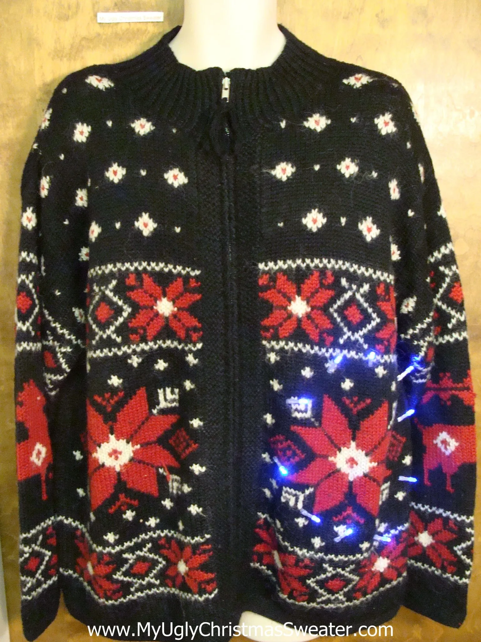 Best of the Worst Poinsettias Light Up Ugly Xmas Sweater
