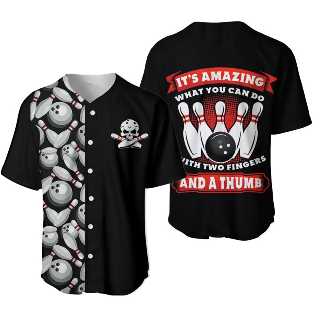 Bowling Baseball Jersey, Bowling It’s Amazing What You Can Do With Two Fingers Baseball Jerseys For Men And Women - Perfect Gift For Bowling Lovers, Bowlers