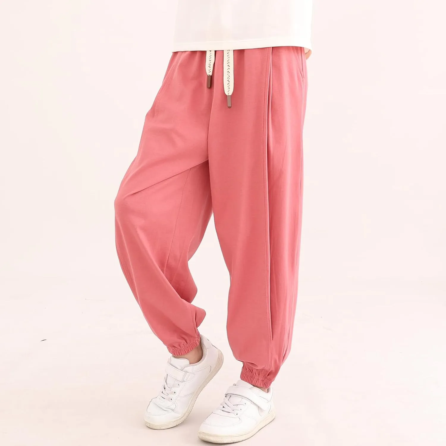 Boys Girls 100% Cotton Lightweight Pants Pull On Joggers Active Pants for Kids