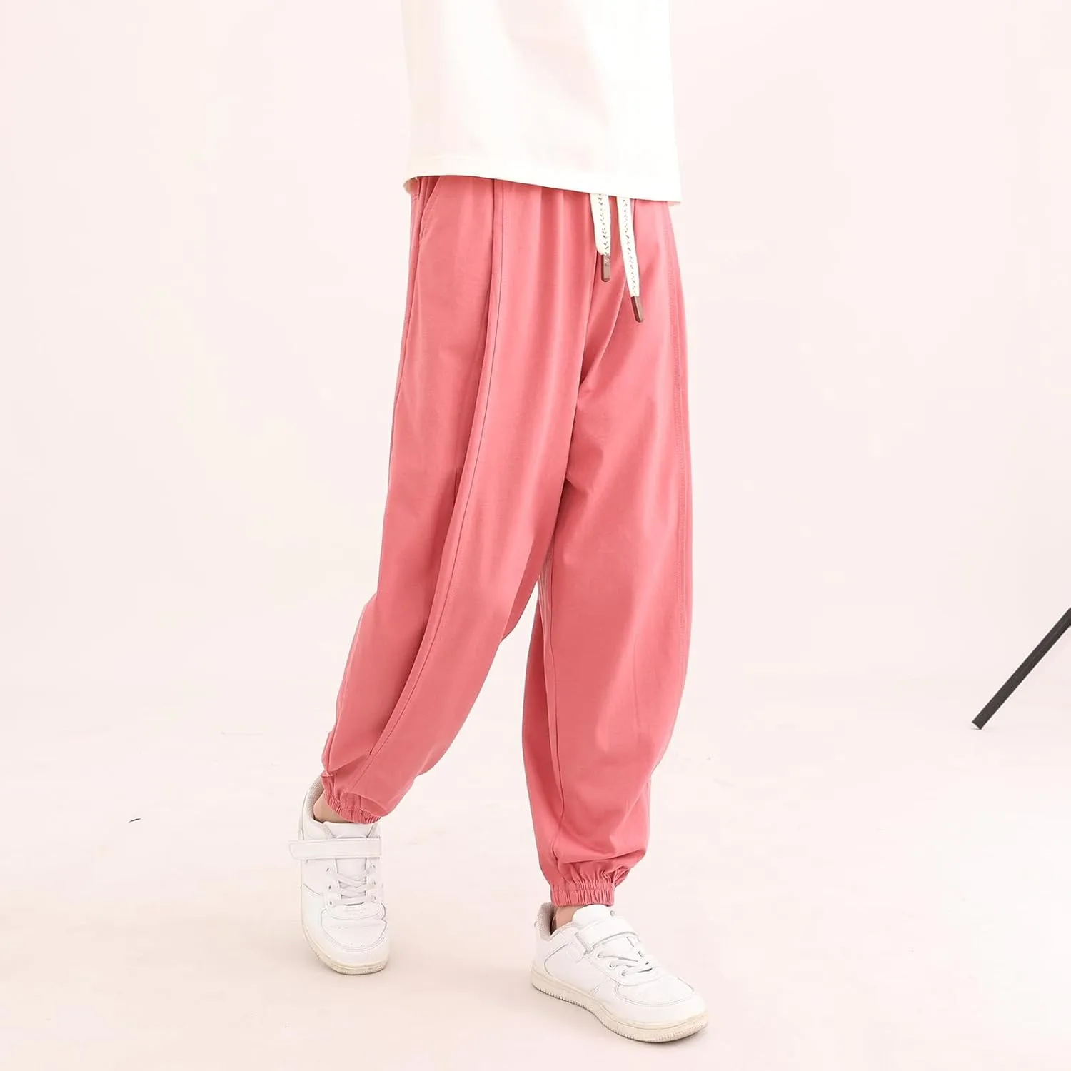 Boys Girls 100% Cotton Lightweight Pants Pull On Joggers Active Pants for Kids