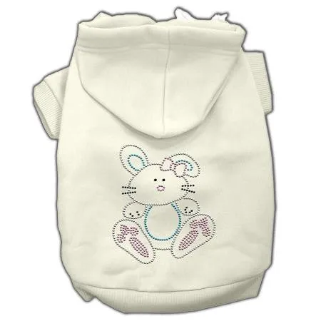 Bunny Rhinestone Hoodies Cream XS (8)