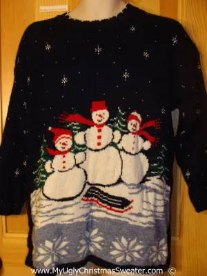 Cheesy 80s Snowman Family Christmas Sweater