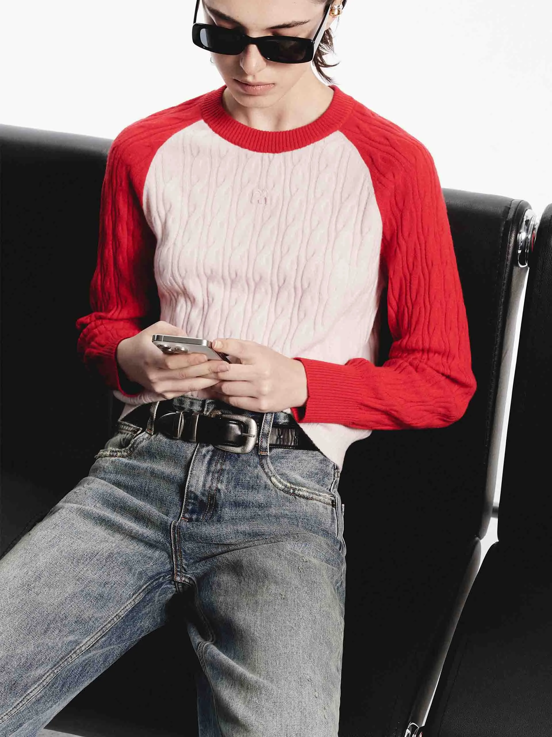 Contrast Detail Wool Sweater