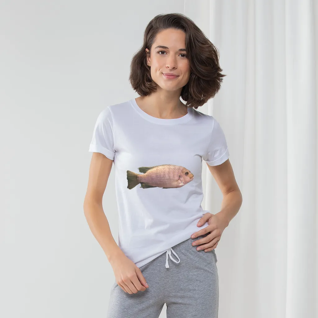 Cream Peach Fish Women's Long Pant Pyjama Set