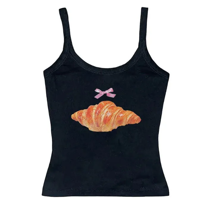Croissant Print Y2K Tank Top