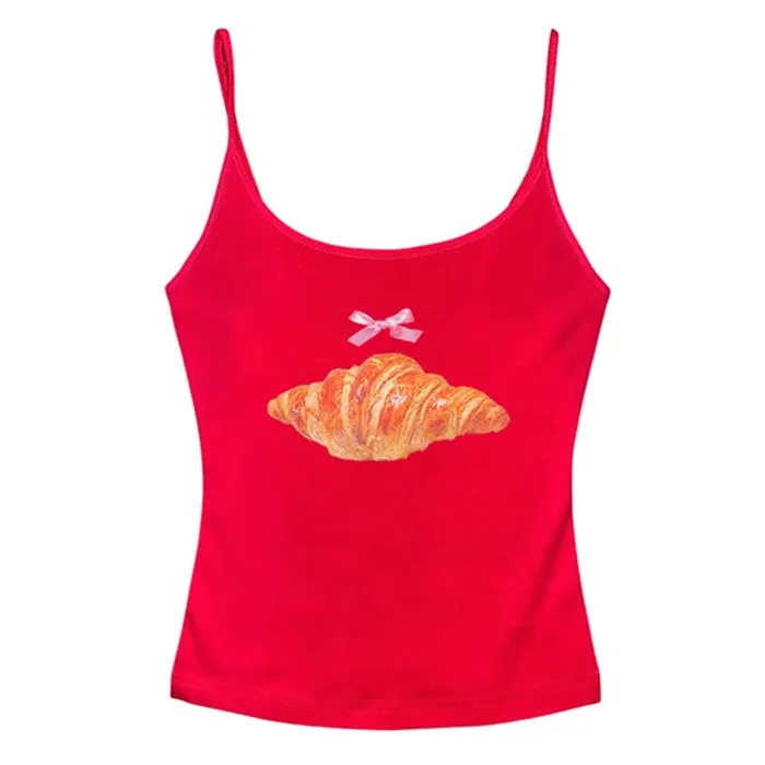 Croissant Print Y2K Tank Top