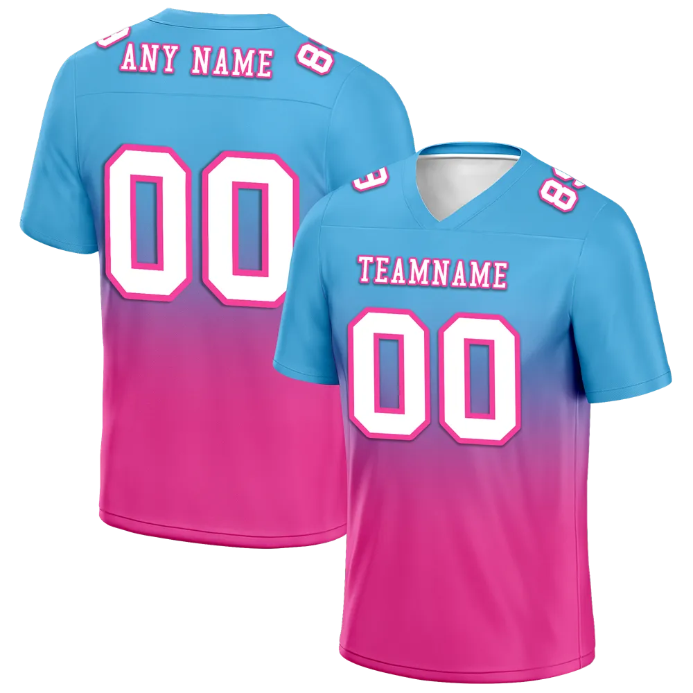Custom Aqua Pink Fade Fashion White Personalized Authentic Football Jersey FBJ02-bc0f0ca