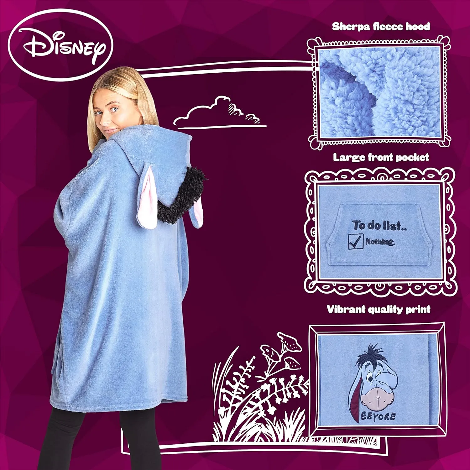 Disney Stitch Blanket Hoodie for Women Warm Fleece Wearable Blanket Stitch Gifts