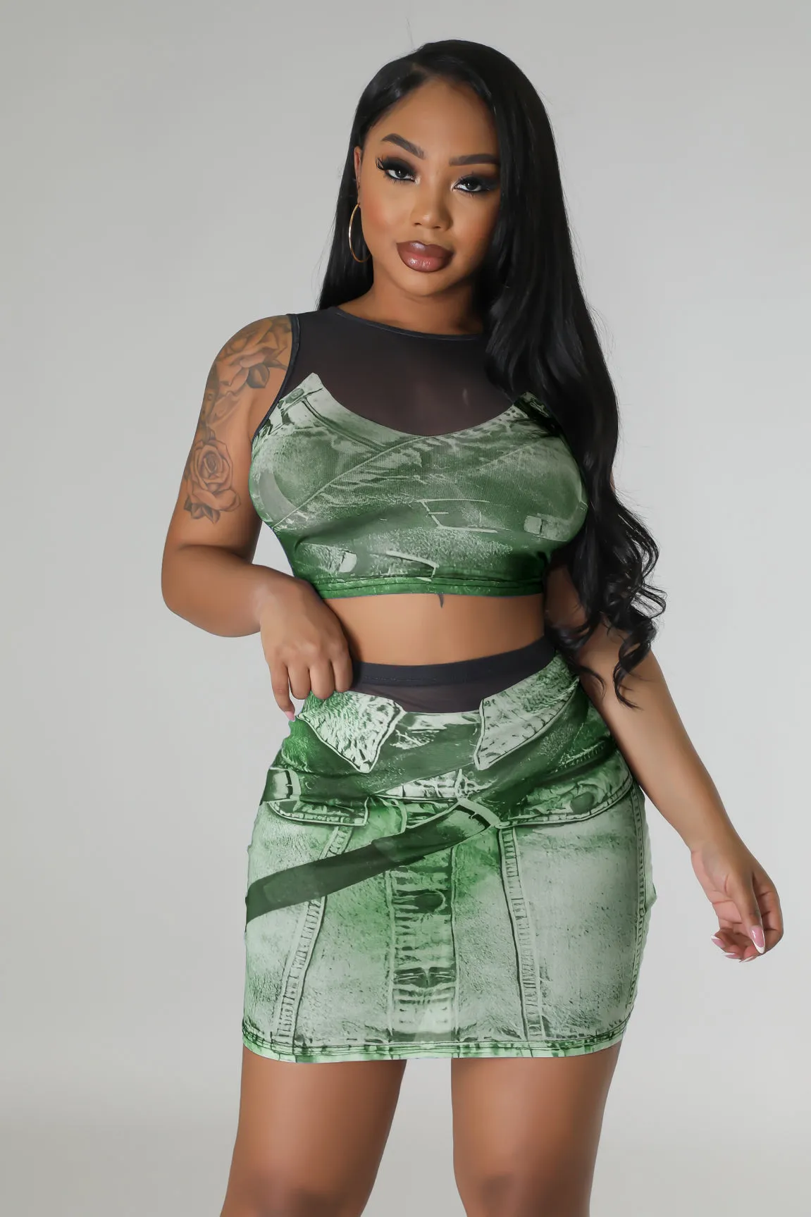 fashion and sexy mesh printing two-piece set AY2767