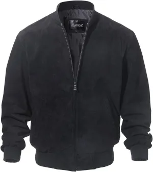 FLAVOR Men's Leather Baseball Jacket Vintage Suede Pigskin