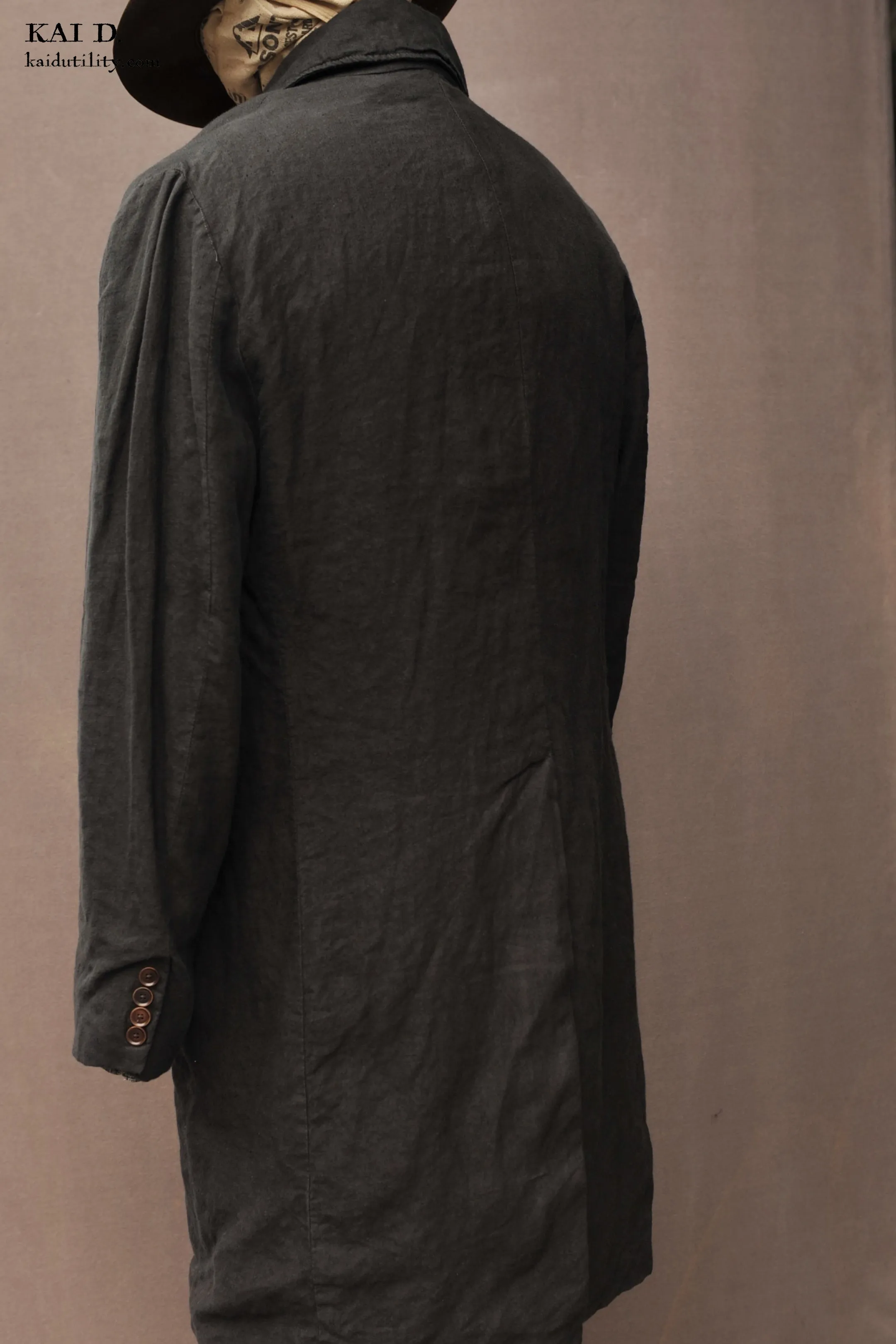 Garment Dyed Linen Shelby Coat - Black - M, L