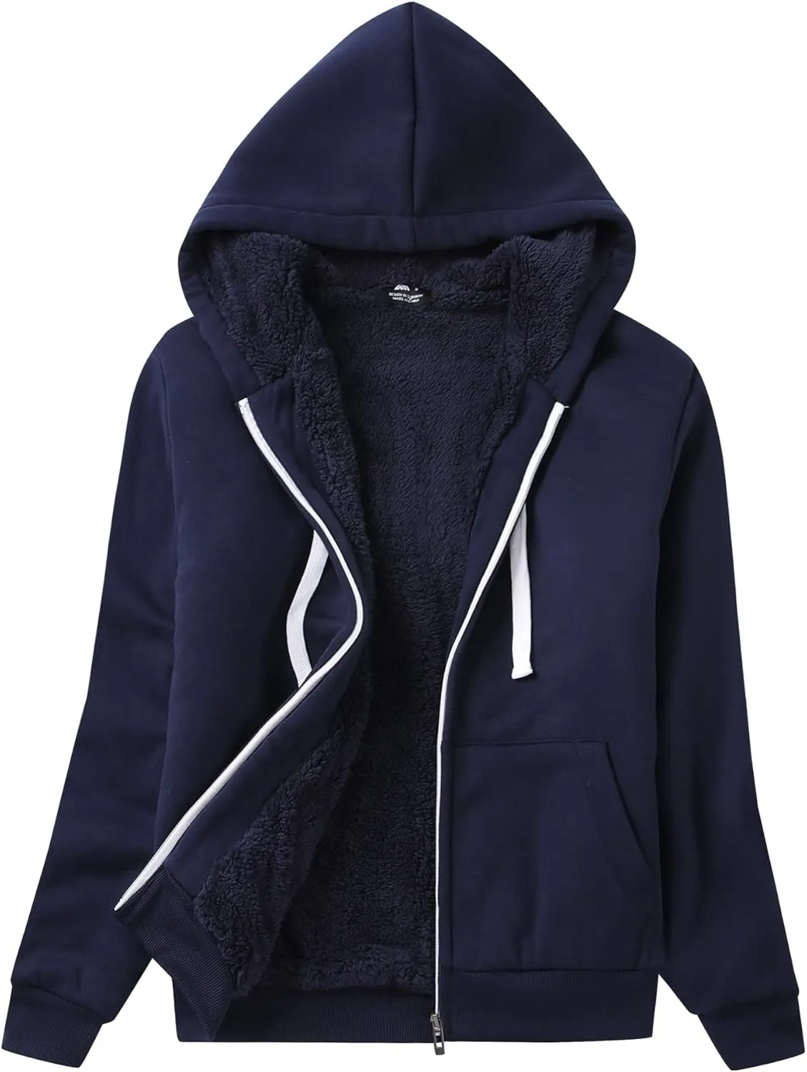 GEEK LIGHTING Hoodies for Women Sherpa Lined Jacket Winter Fleece Lining Zip Up Sweatshirt