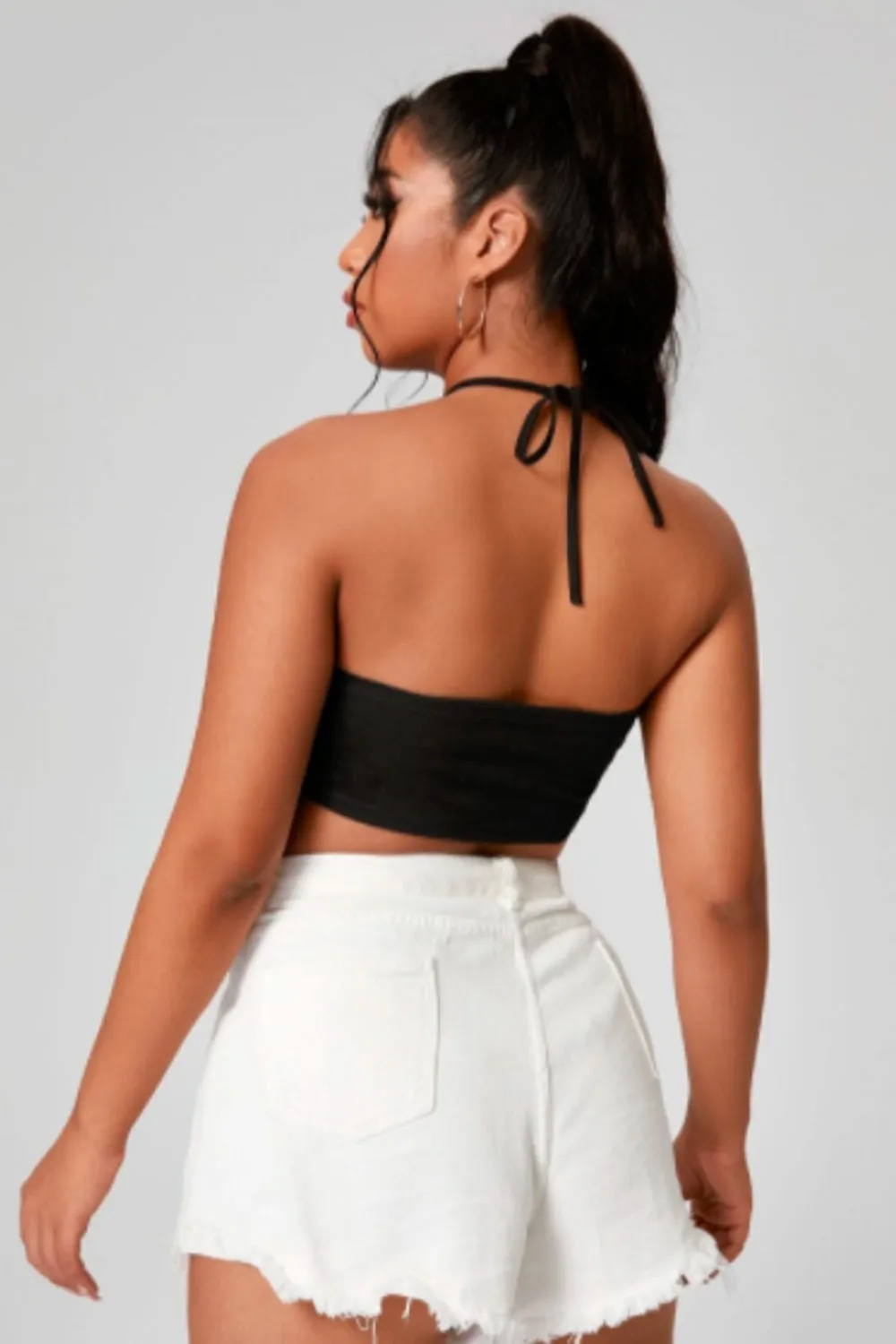 Halter Neck Black Crop Top