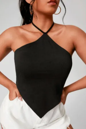 Halter Neck Black Crop Top