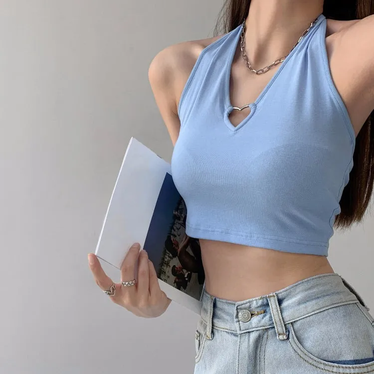 Heart Hollow Out Halter Top
