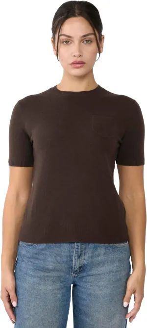JENNIE LIU Womens 100% Cashmere Crewneck Short Sleeve Sweater