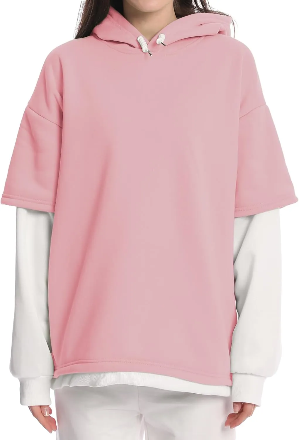 KEEVICI Pullover Sweatshirts for Women Cute Strawberry Cow Print Hoodie Casual Fuzzy Top