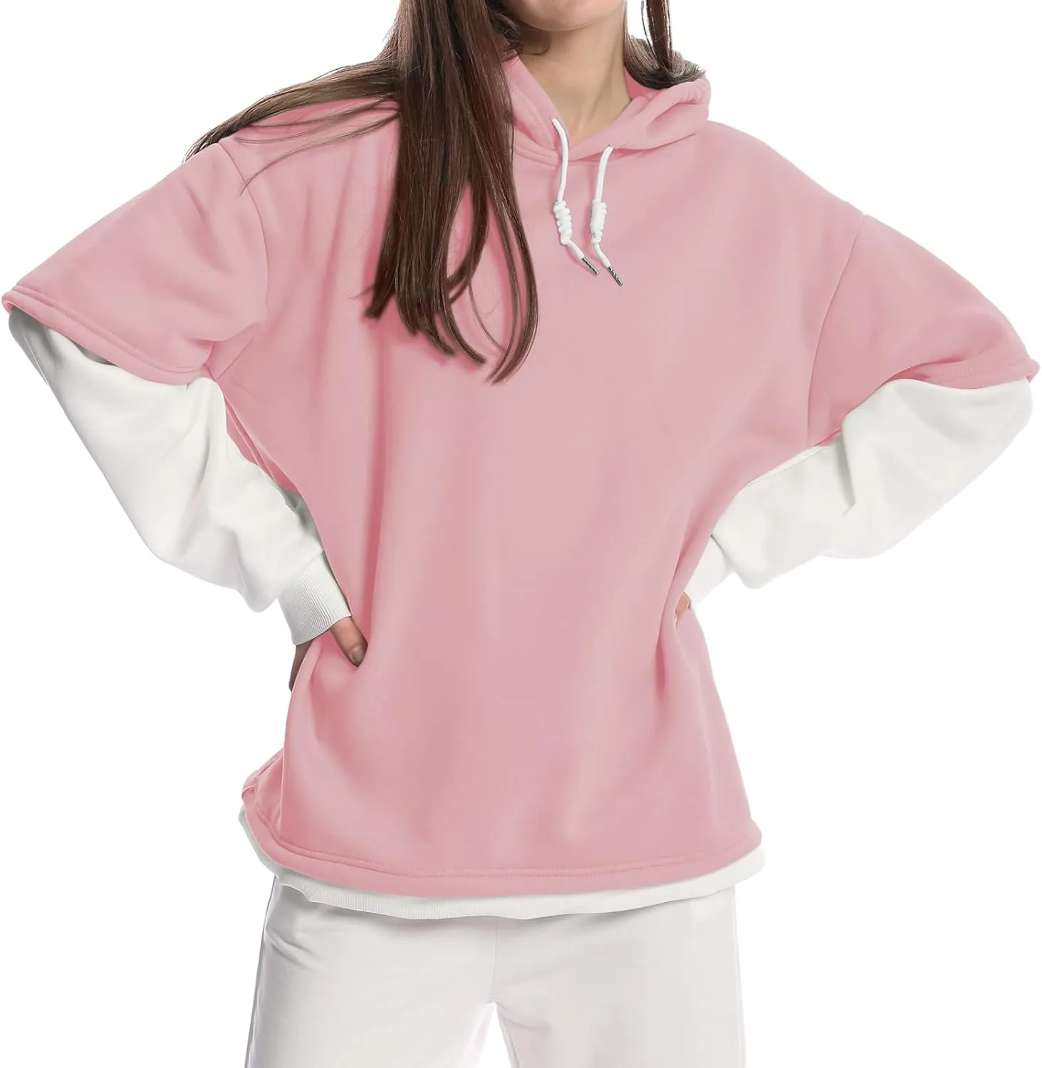 KEEVICI Pullover Sweatshirts for Women Cute Strawberry Cow Print Hoodie Casual Fuzzy Top