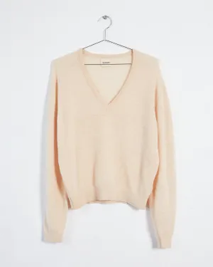 Khaite v-neck cashmere blend sweater, nude pink, 10