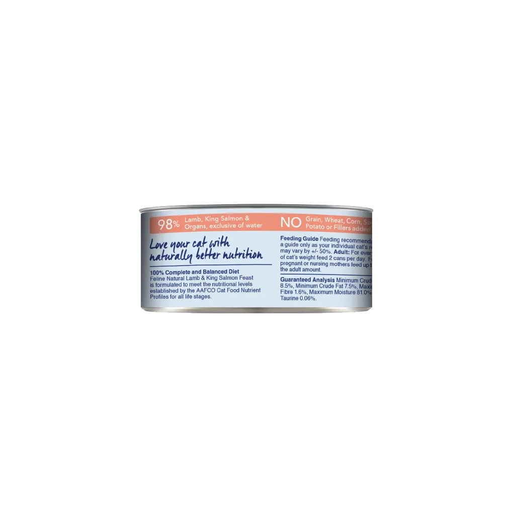 Gourmet Lamb & King Salmon Feast Canned Cat Food - Premium Nutritional Delicacy for Cats