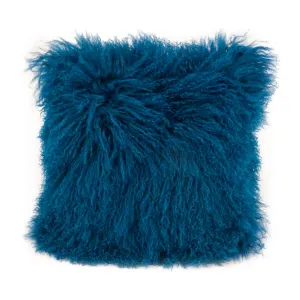 Lamb Fur Pillow Blue