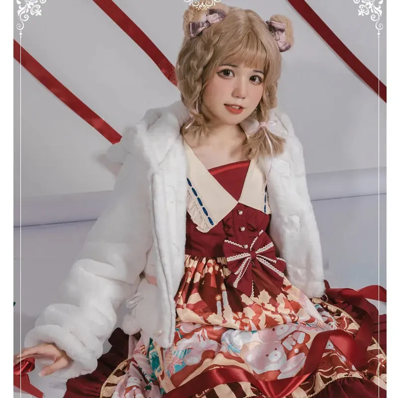 Little Lamb ~ Lovely Plush Lolita Jacket Hooded Warm Winter Coat for Women