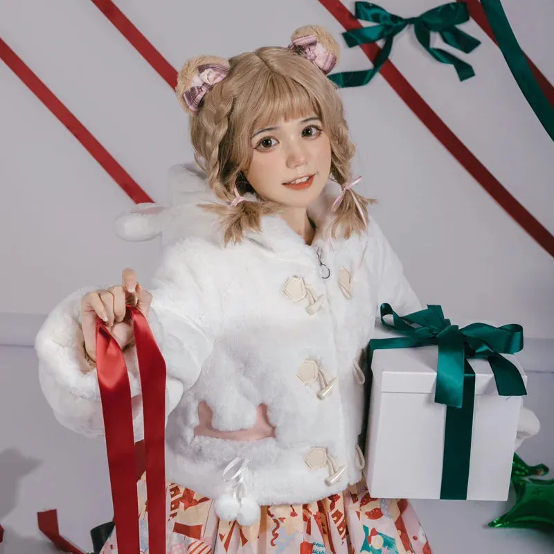 Little Lamb ~ Lovely Plush Lolita Jacket Hooded Warm Winter Coat for Women
