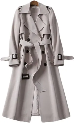 Long Trench Coat Women's Double-Breasted Slim-Fit Trench Coat Street Women's Coat All-Match Loose Coat
