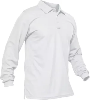 MAGCOMSEN Men's Polo Shirts 3 Button Quick Dry Performance Long Sleeve Tactical Shirts Pique Jersey Golf Shirt