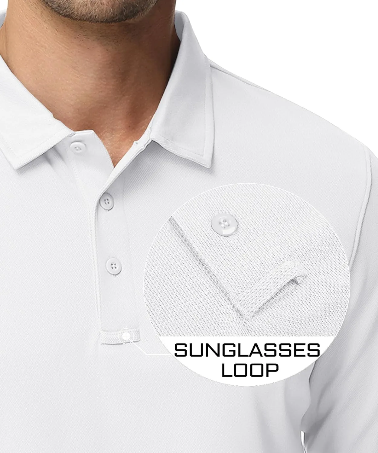 MAGCOMSEN Men's Polo Shirts 3 Button Quick Dry Performance Long Sleeve Tactical Shirts Pique Jersey Golf Shirt