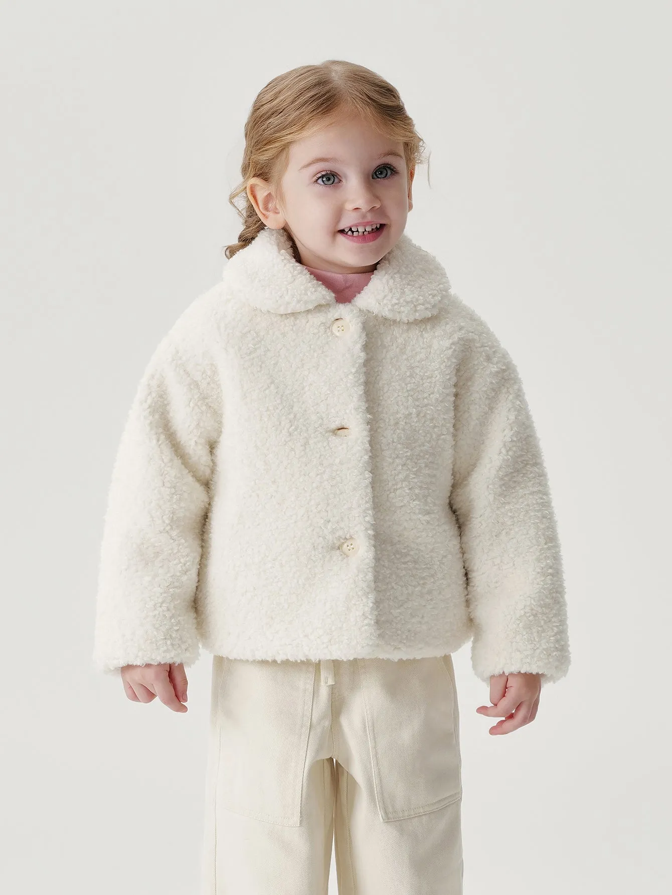 MARC & JANIE Girls Vintage Faux Lamb Wool Loose Coat 241098