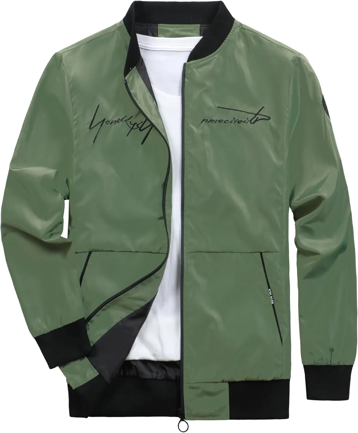 Men's Bomber Jacket Fashion Stylish Lightweight Windbreaker Casual Spring Fall Jackets for Men with Pockets